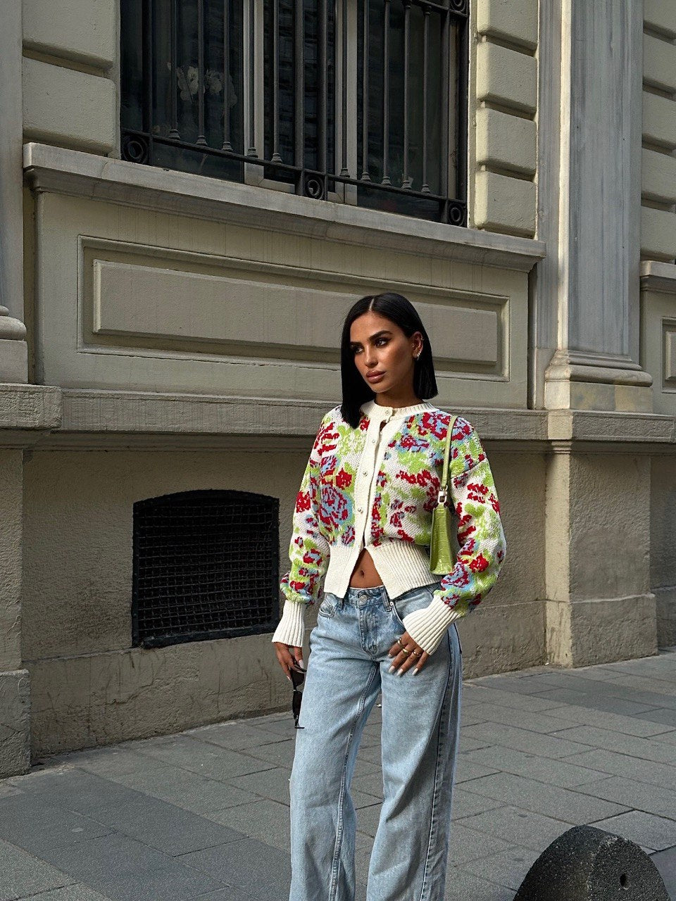 Patterned Design Knit Cardigan