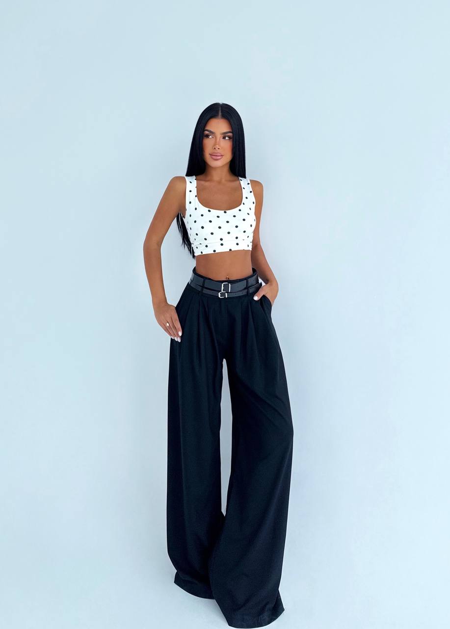 Black Double Belted Trousers