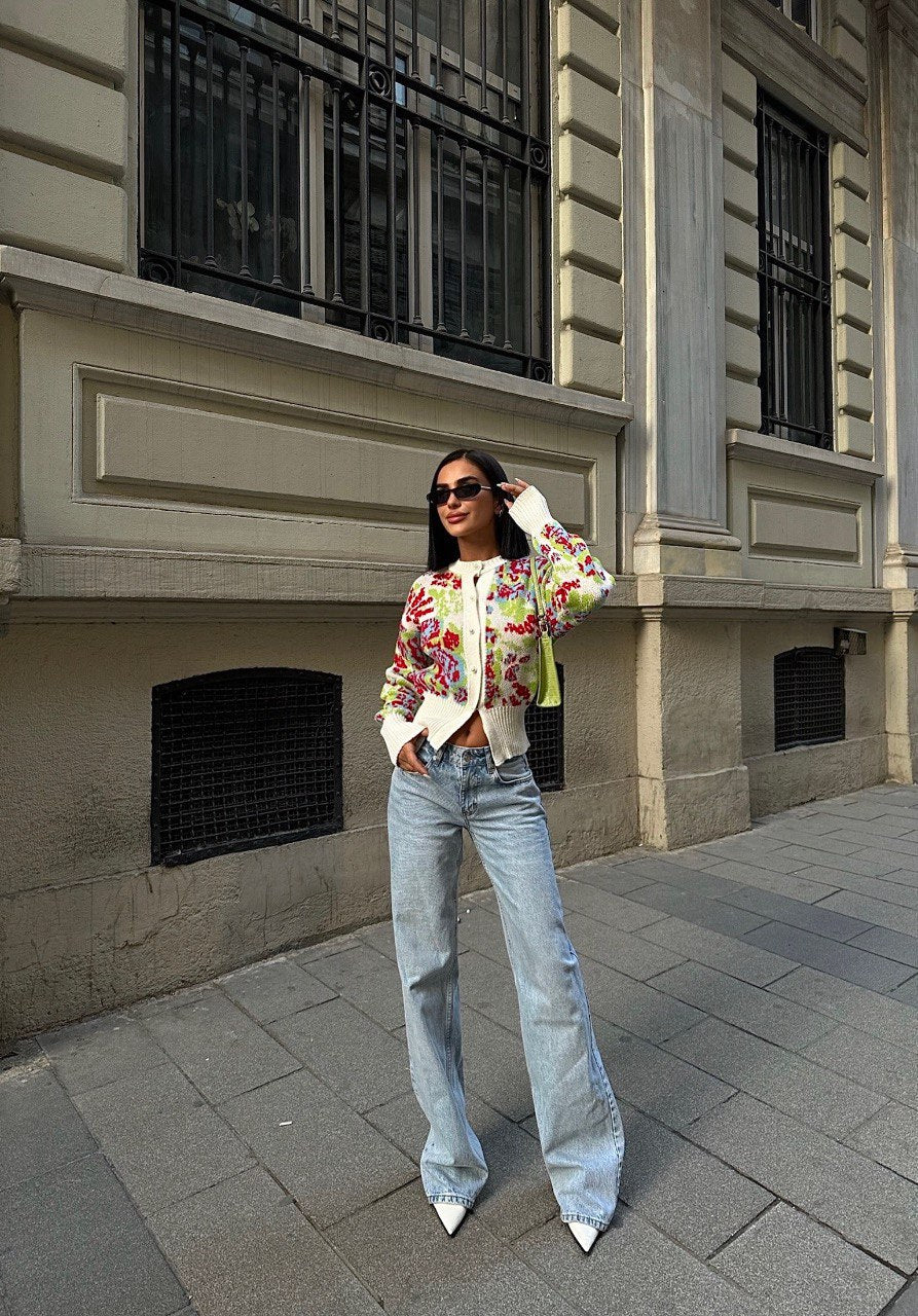 Patterned Design Knit Cardigan