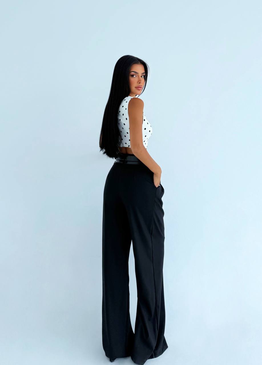 Black Double Belted Trousers