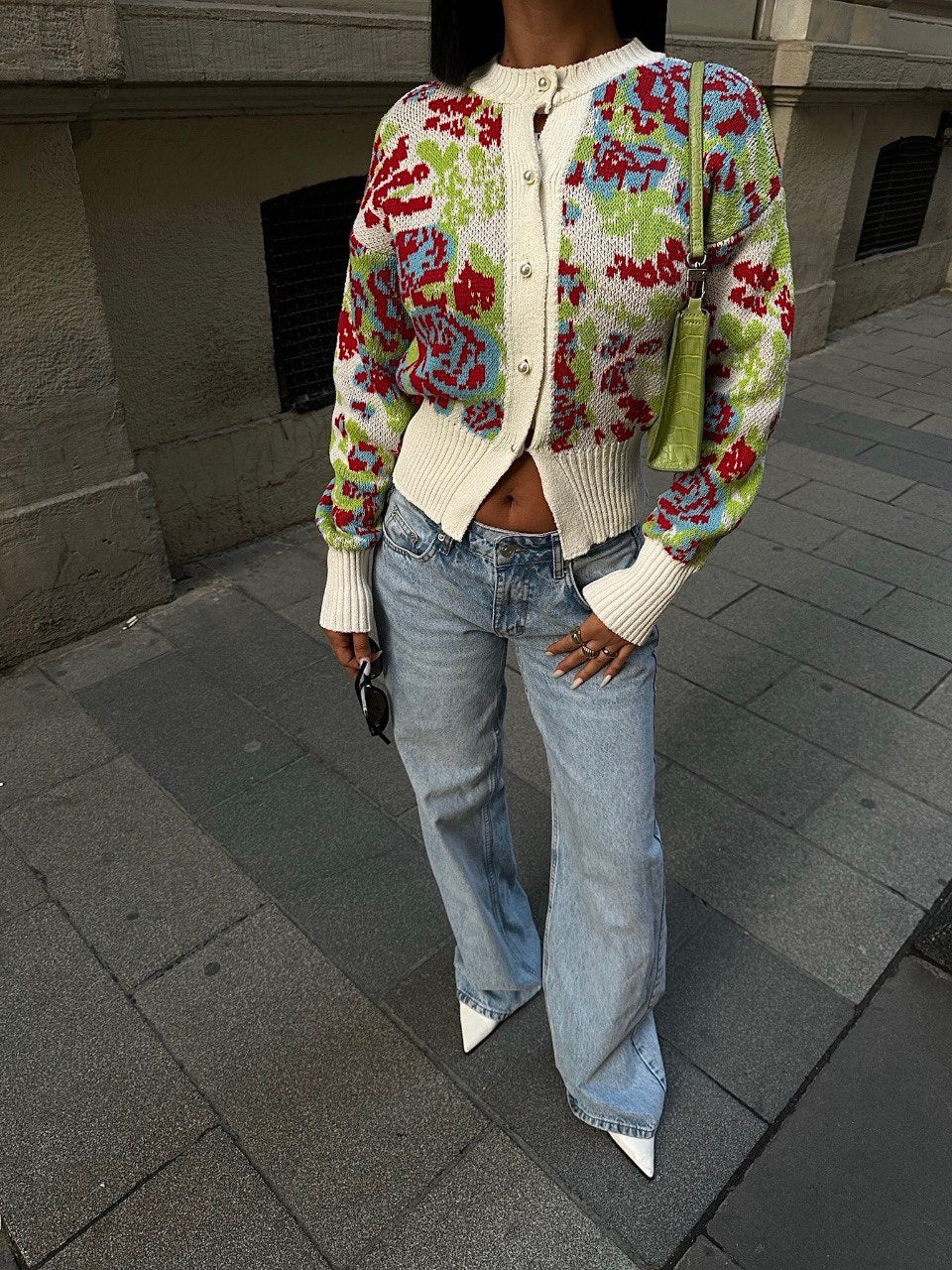 Patterned Design Knit Cardigan