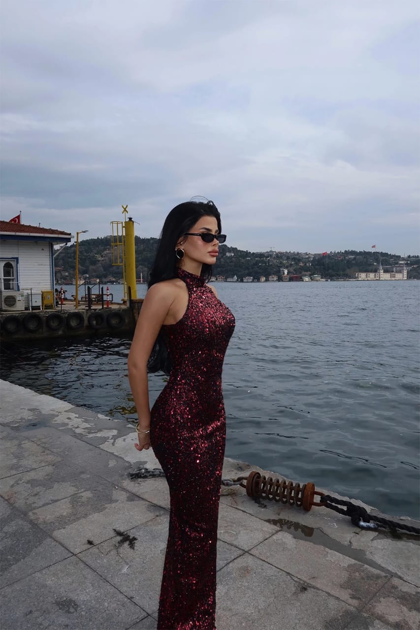 Fuchsia Shion Sequined Dress