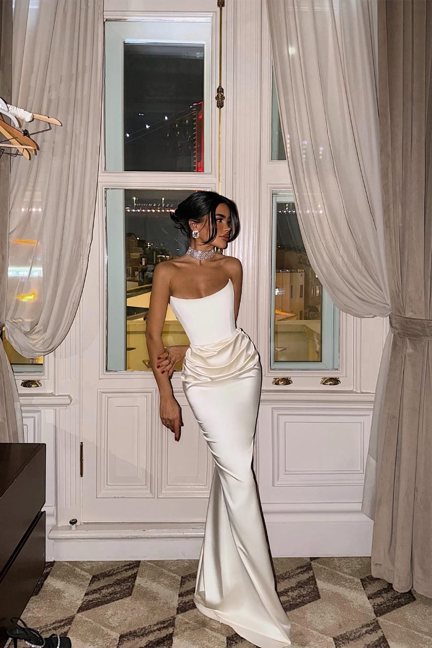 White Velora Satin Dress