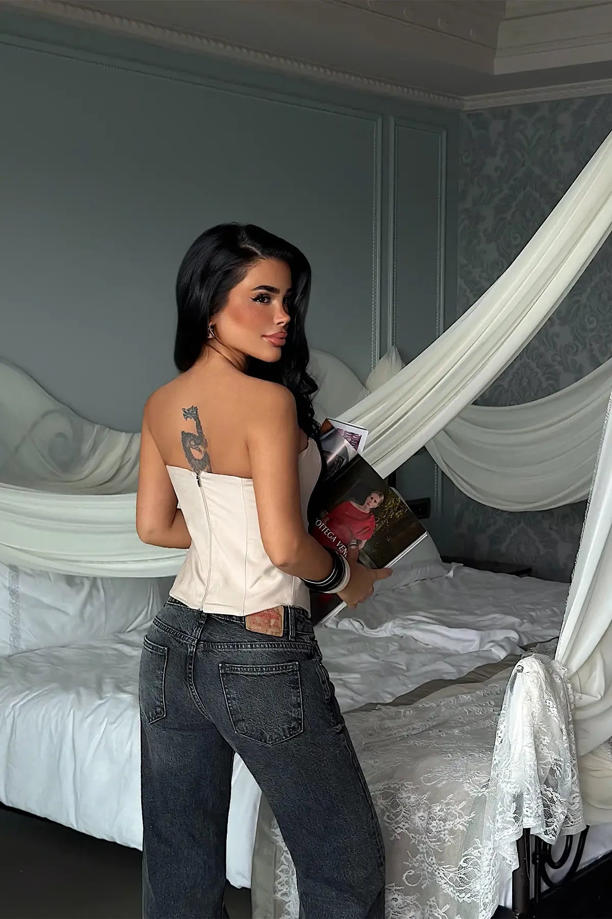 Cream Strapless Bustier