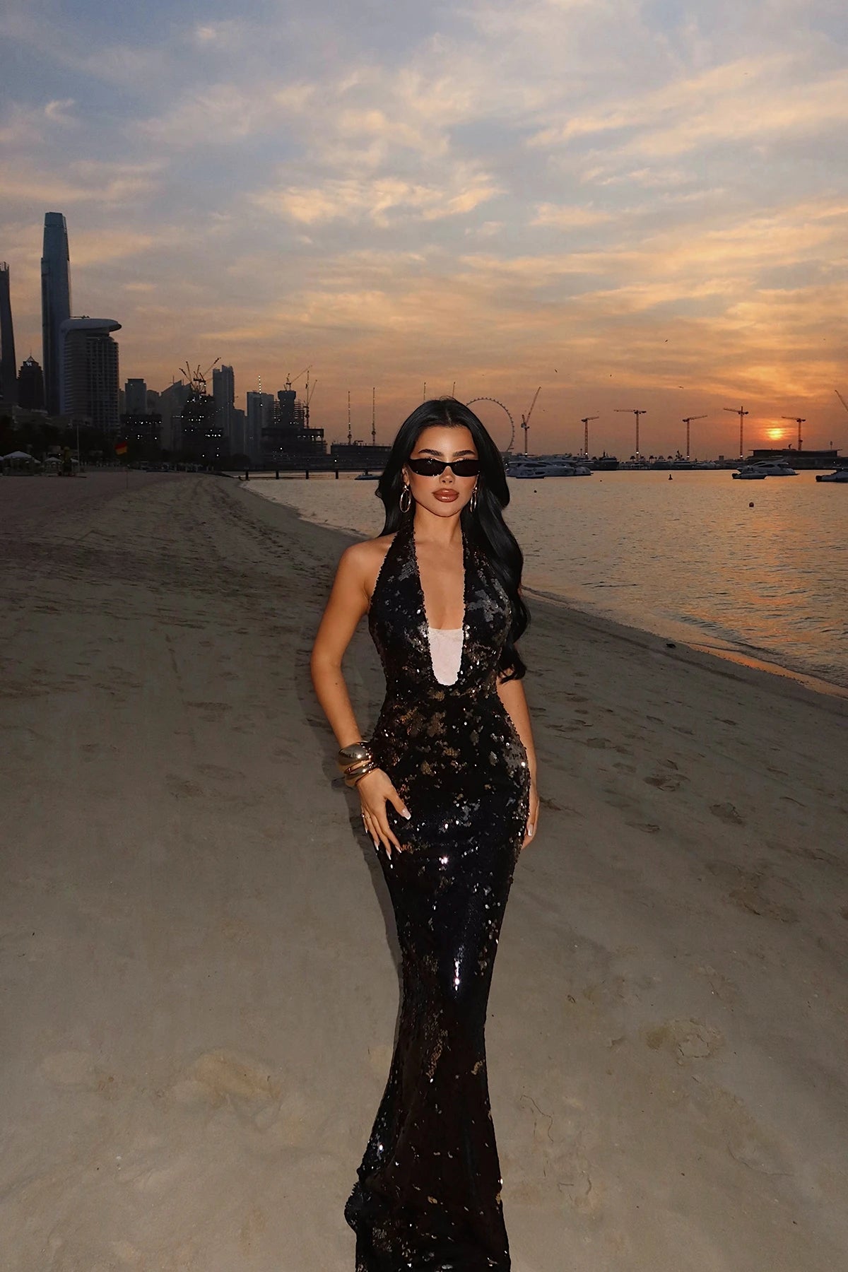 Black Hologram Strappy Dress