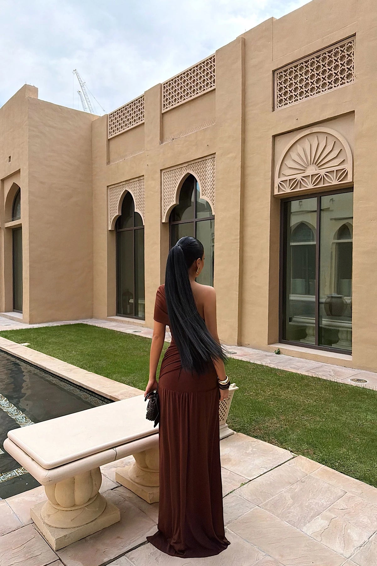 Dark Brown Nicolette Long Slit Dress