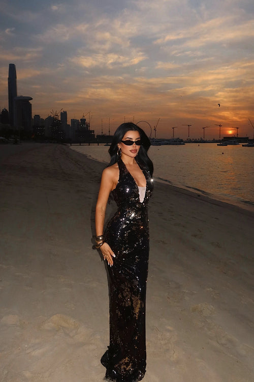 Black Hologram Strappy Dress