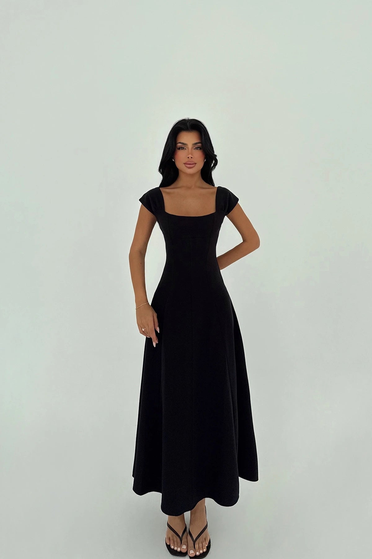 Black Strap Long Dress