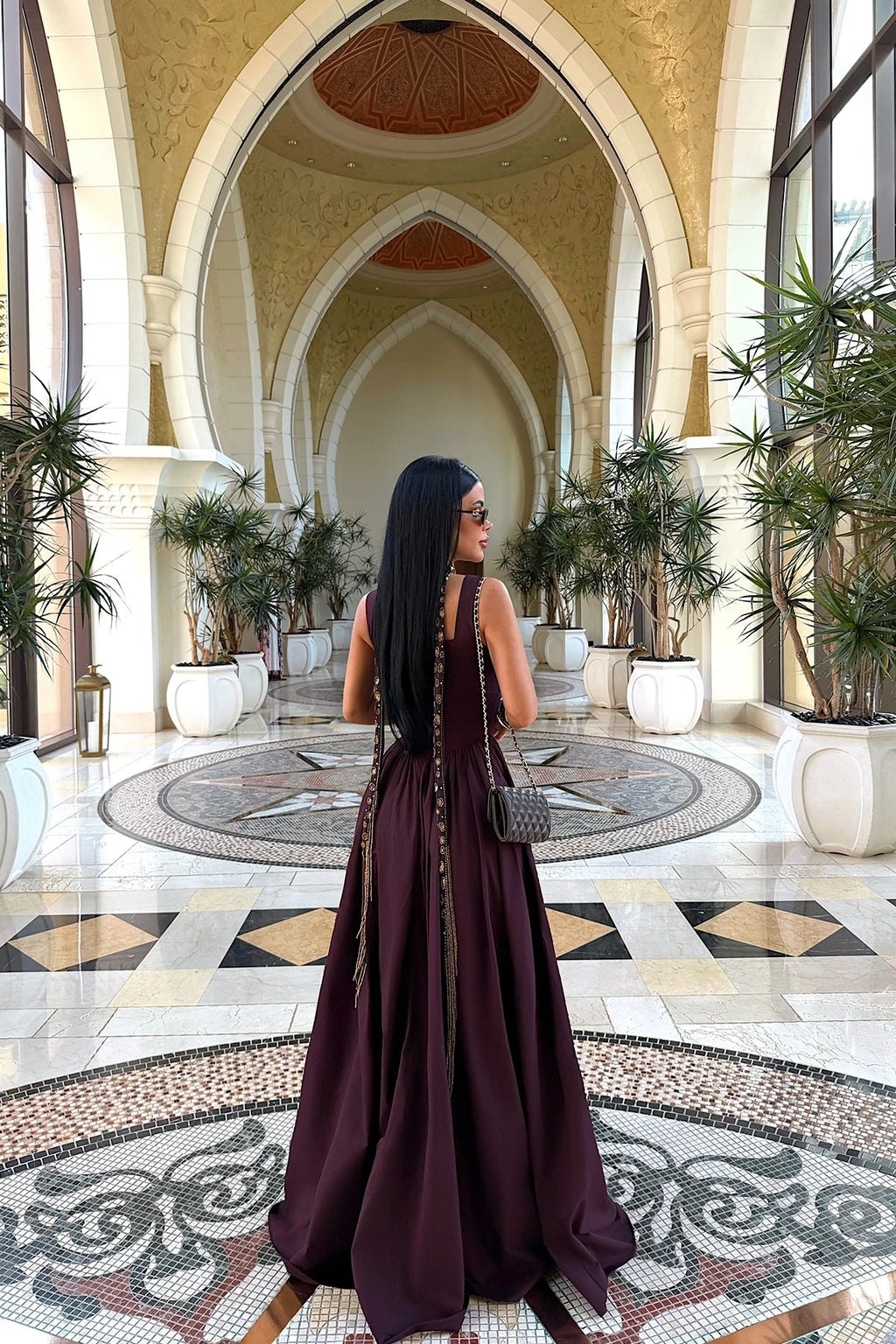 Burgundy Strappy Long Dress