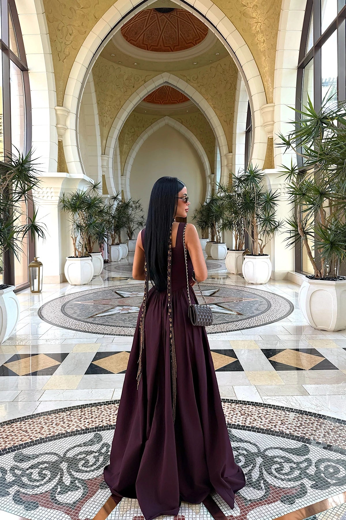 Burgundy Strappy Long Dress