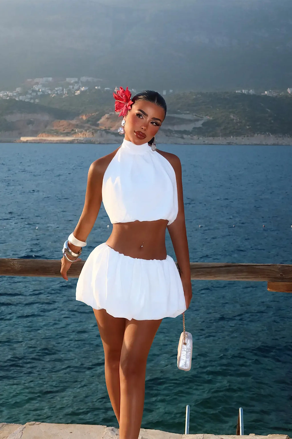 White Shorts Set