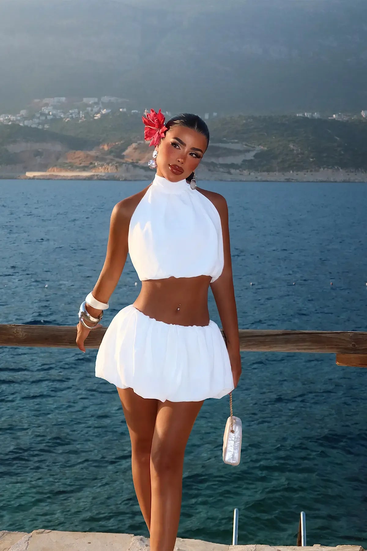 White Shorts Set