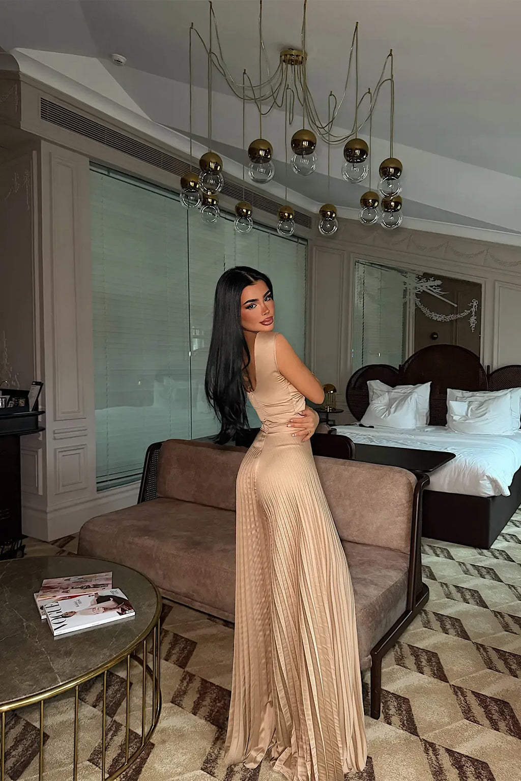 Beige Window Detail Jumpsuit