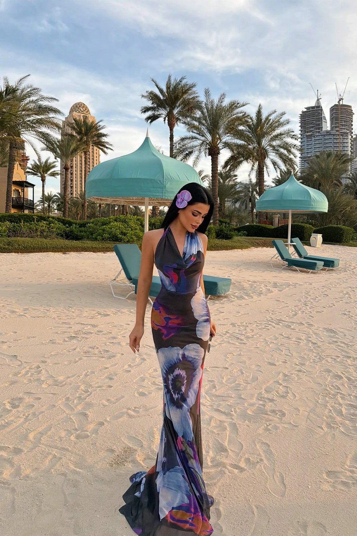 Multicolored Dress with Back Detail