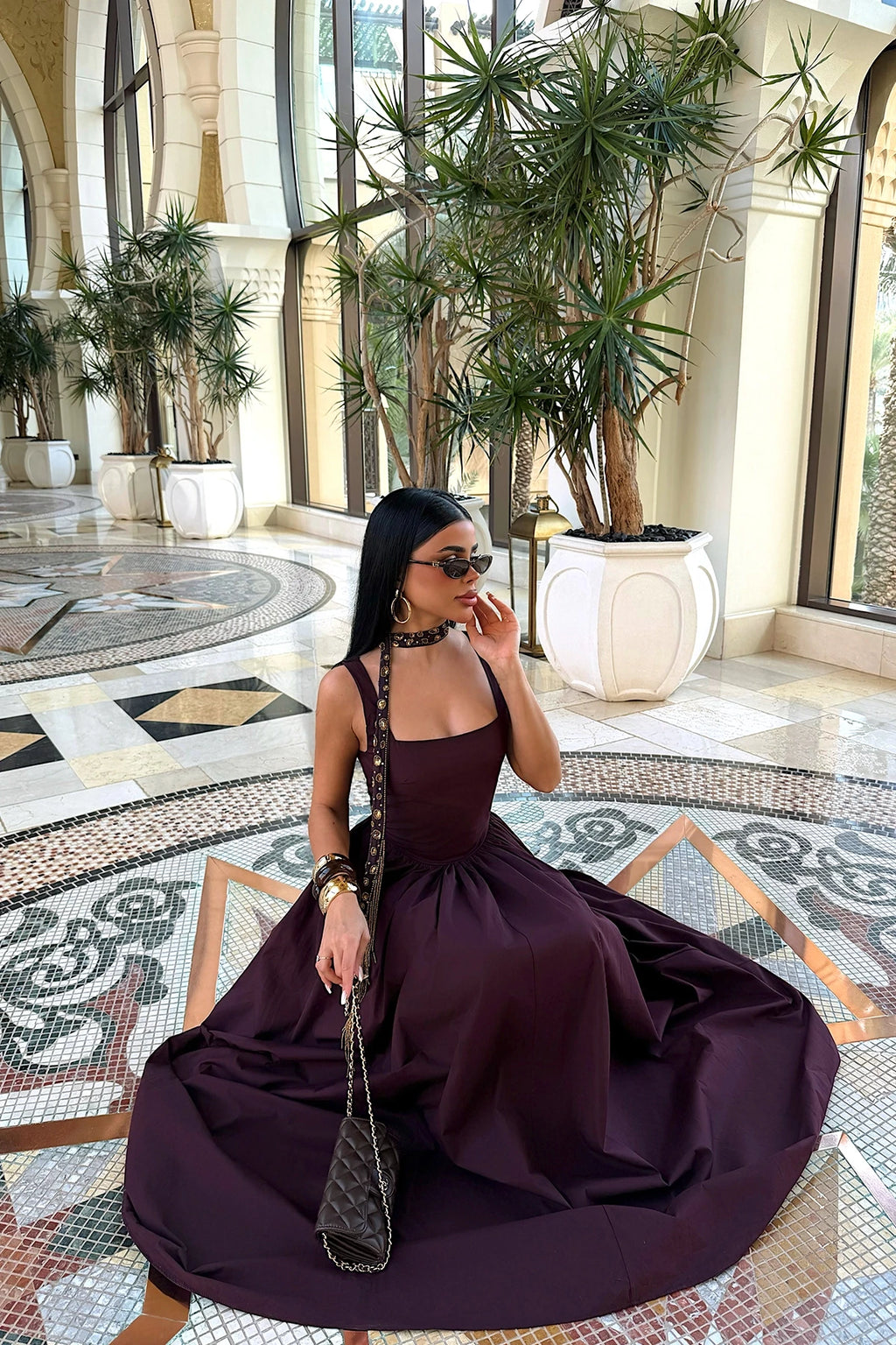 Burgundy Strappy Long Dress