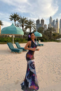 Multicolored Dress with Back Detail