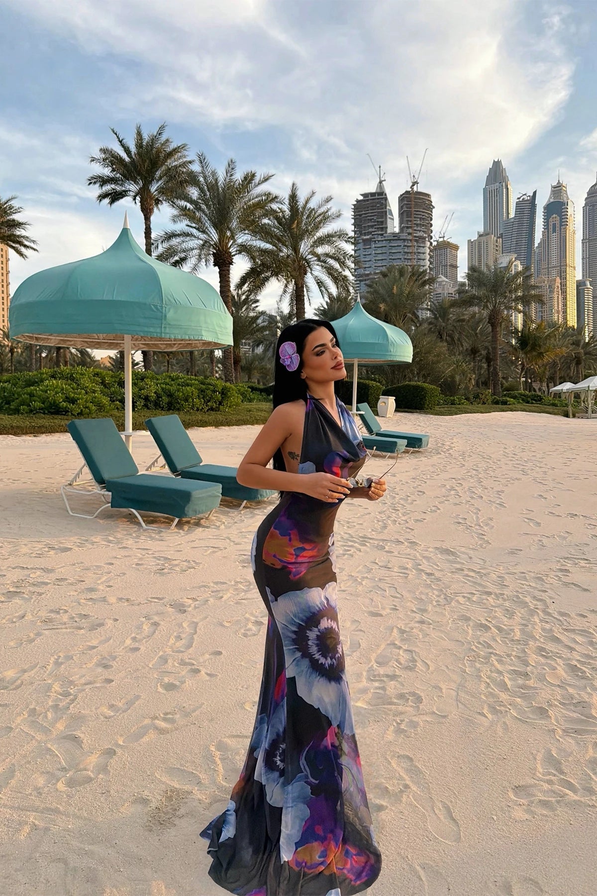 Multicolored Dress with Back Detail