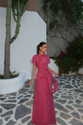 Burgundy Long Dress with Shawl Detail
