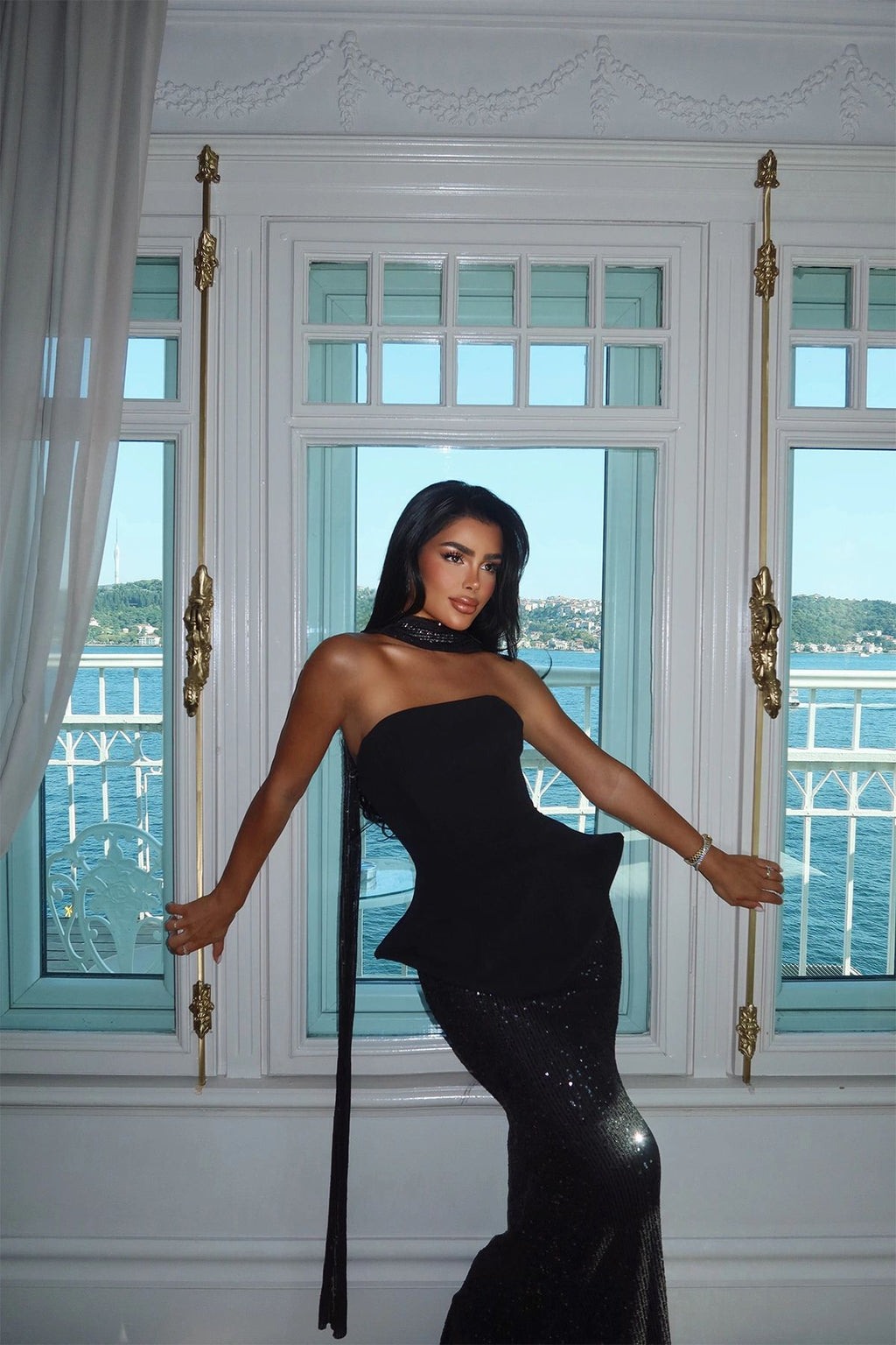 Black Viona Skirt Top Set Evening Dress