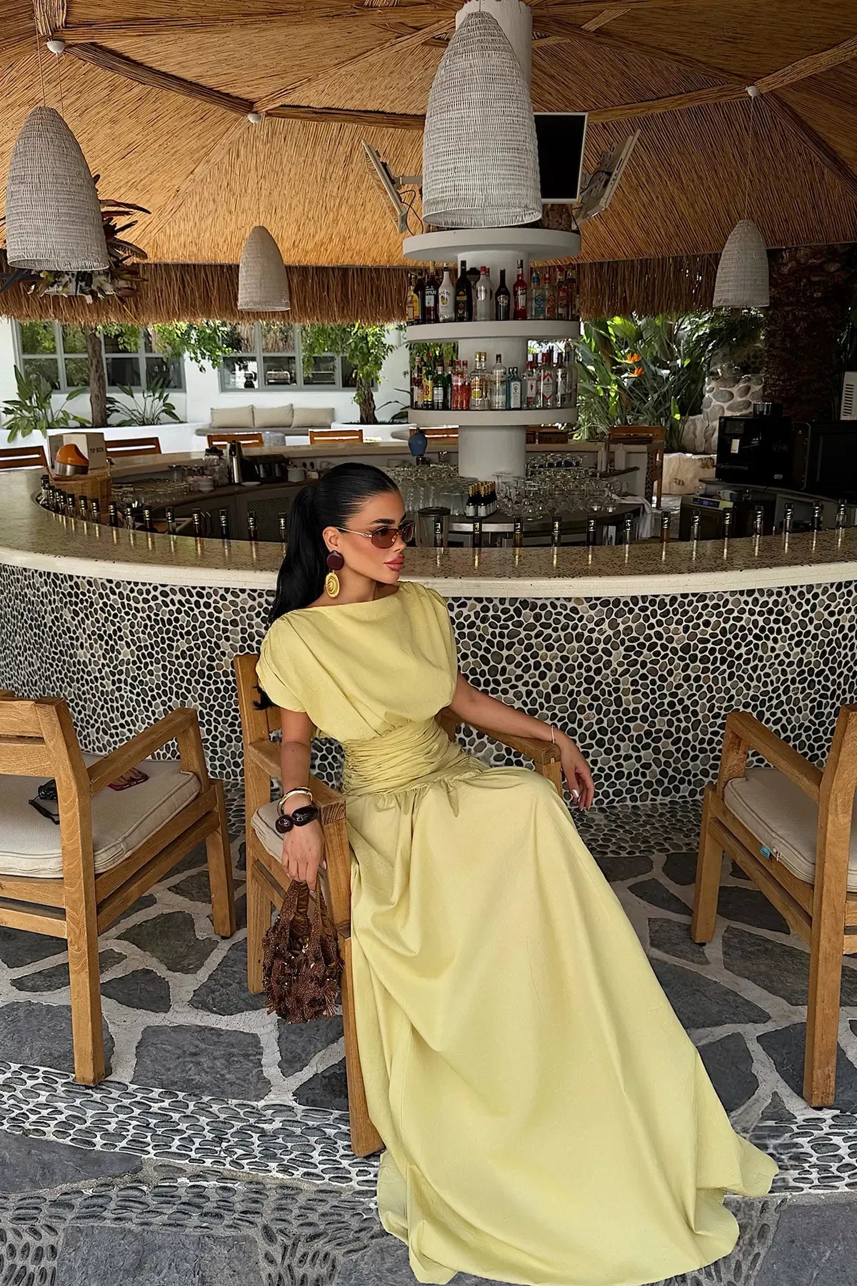 Yellow Gathered Detail Dress