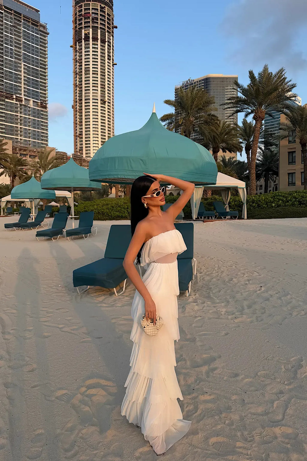 White Strapless Long Dress