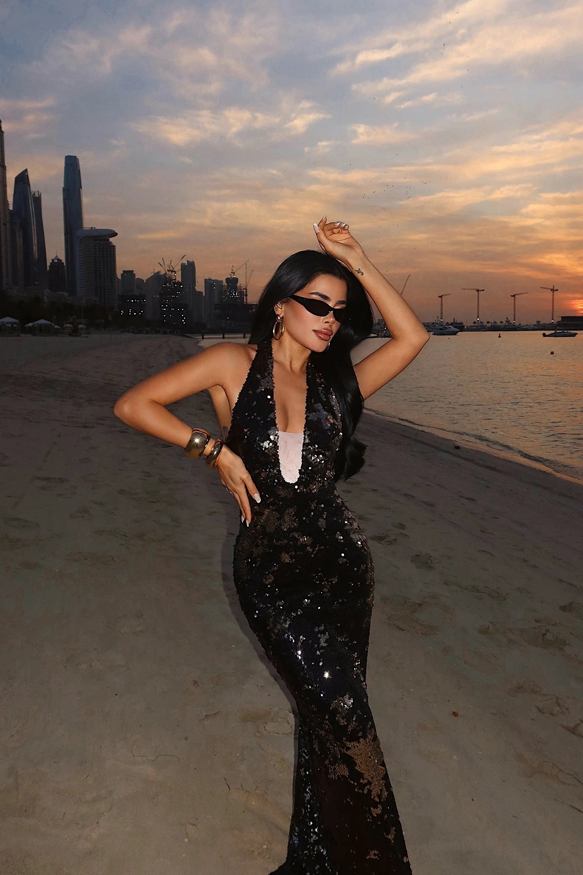 Black Hologram Strappy Dress