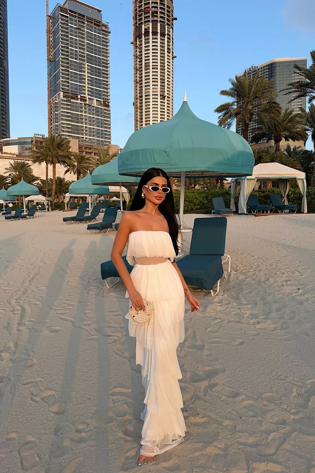 White Strapless Long Dress