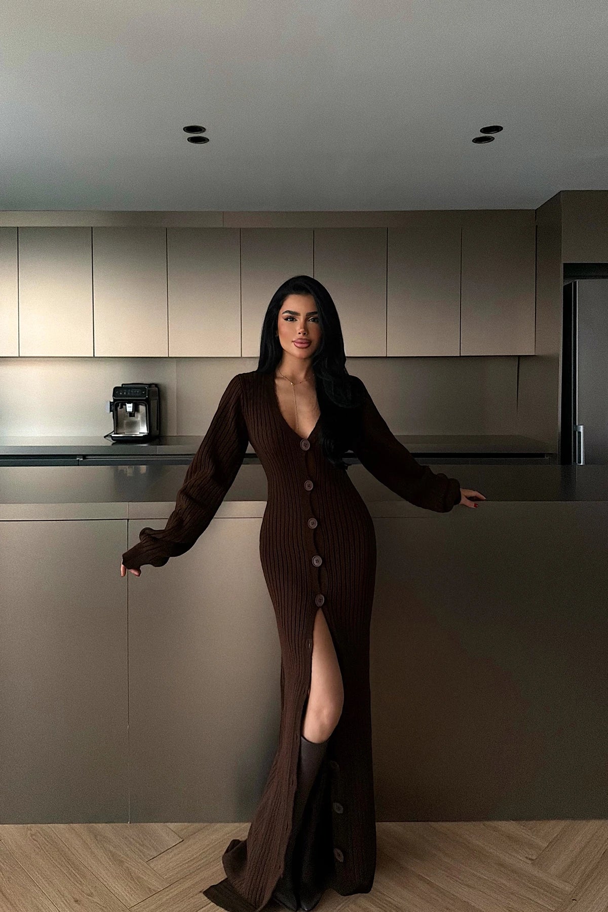 Dark Brown Ophelie Knit Dress