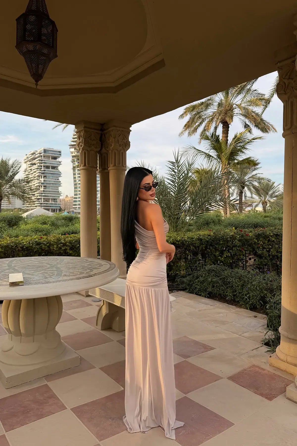 Mink Nicolette Long Slit Dress