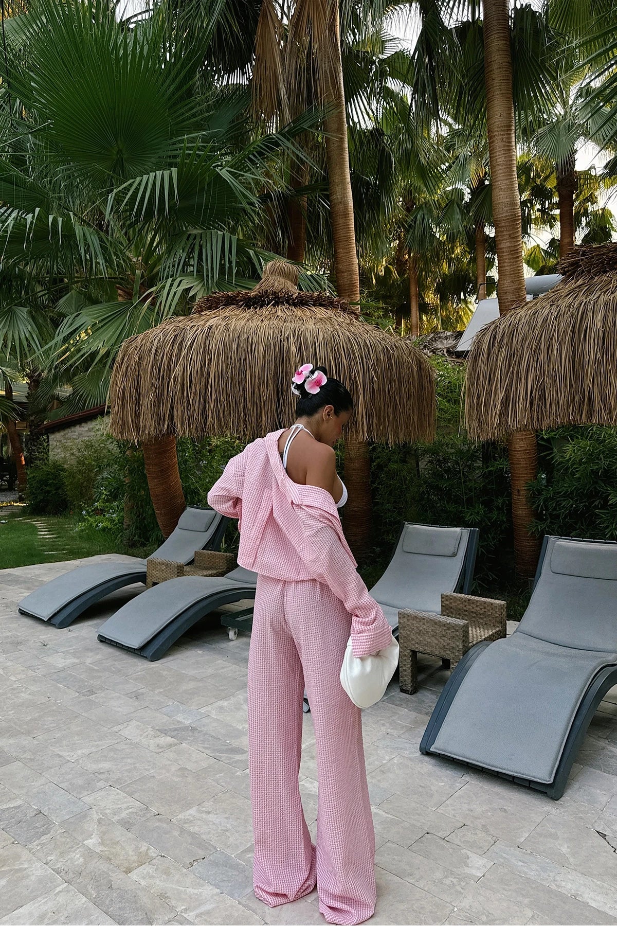 Pink Gingham Trousers Set