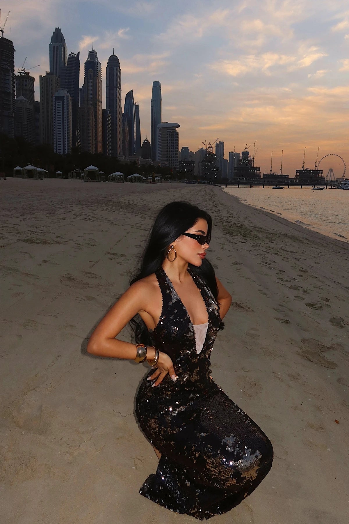 Black Hologram Strappy Dress