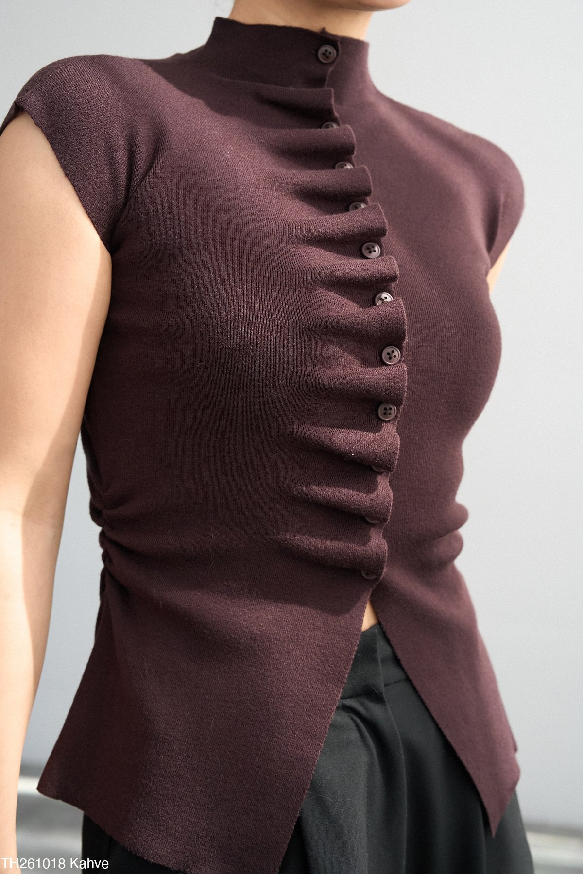 Modern Asymmetrical Button-Front Top