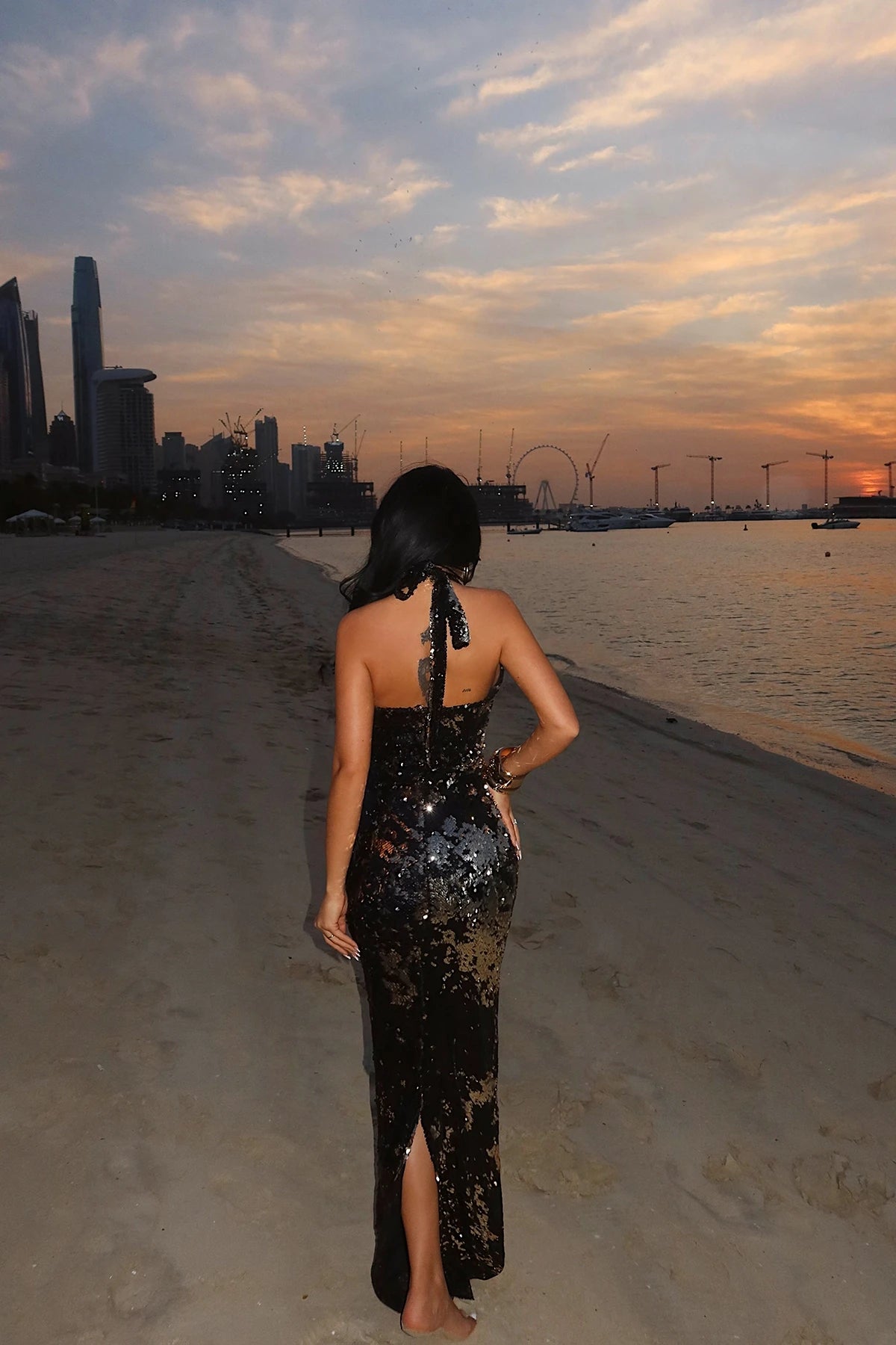 Black Hologram Strappy Dress