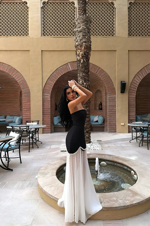 Black Dress with Pearl Detail