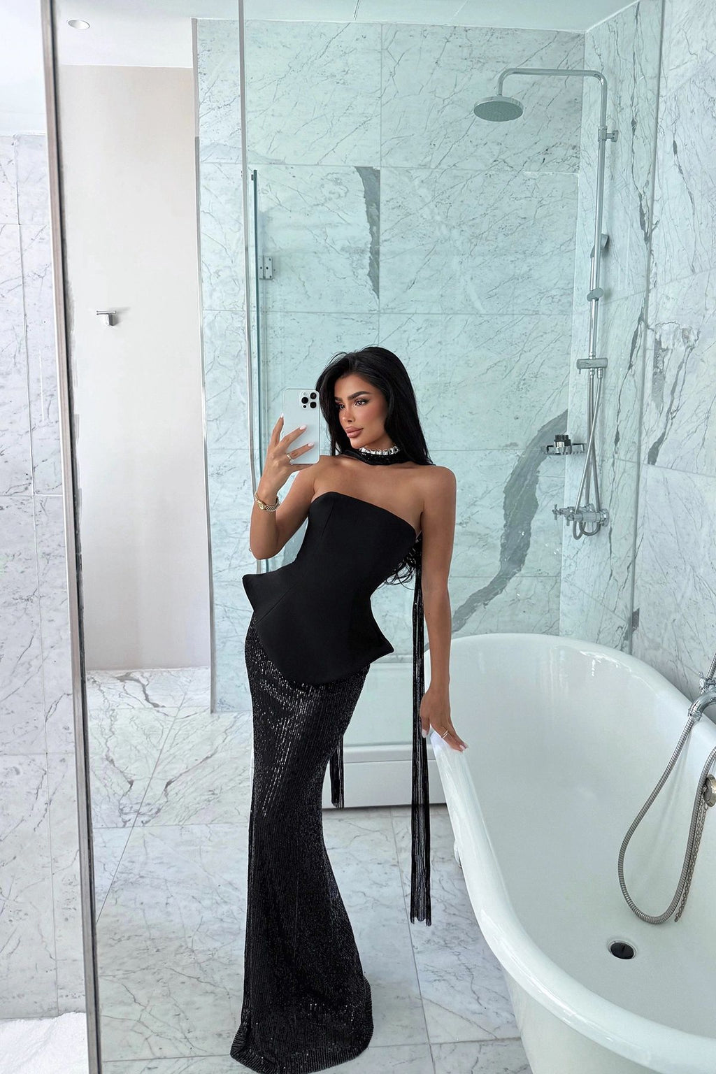 Black Viona Skirt Top Set Evening Dress