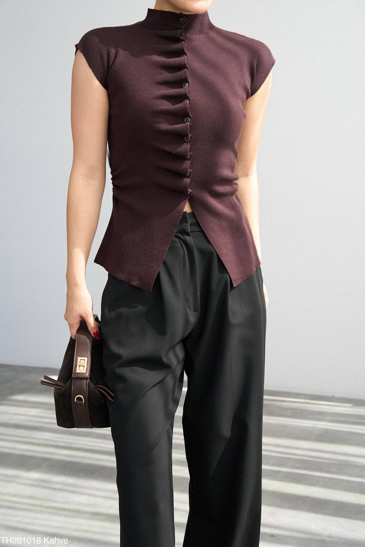 Modern Asymmetrical Button-Front Top