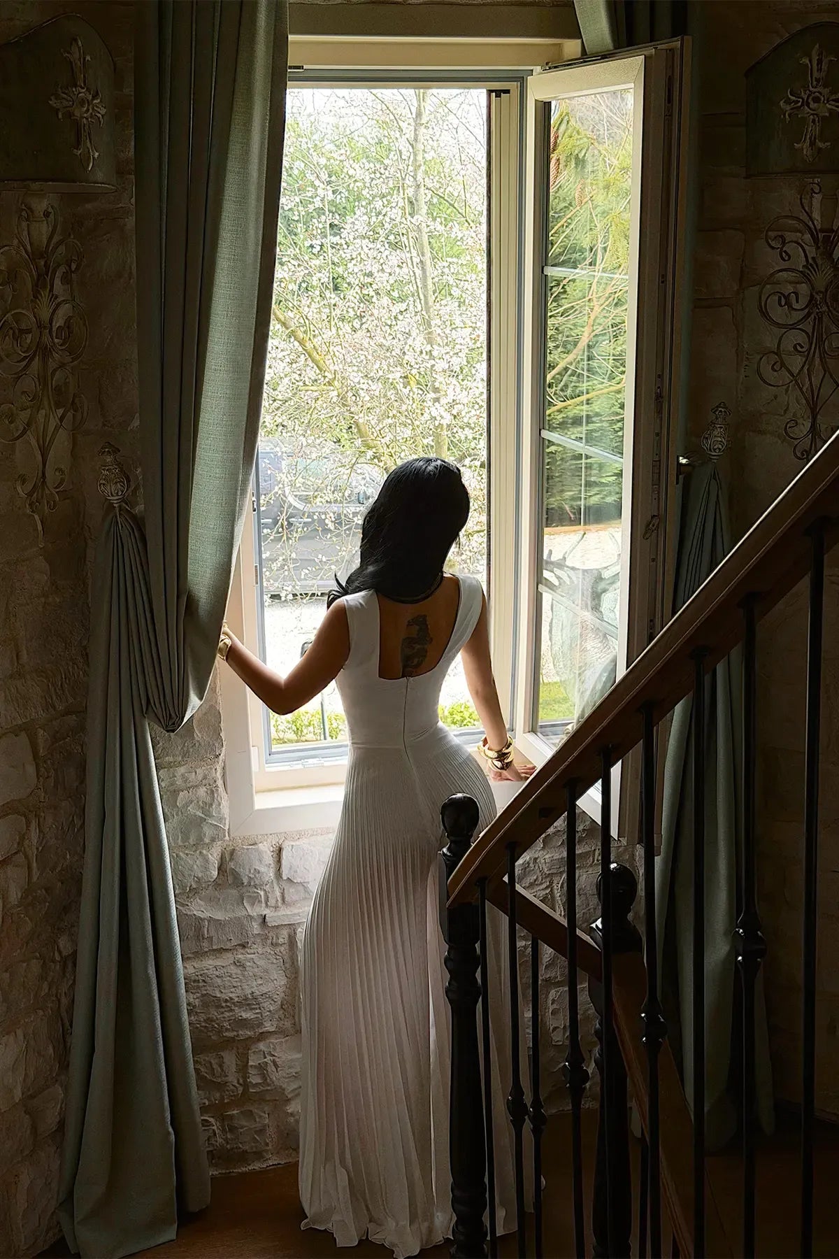 White Window Detail Jumpsuit