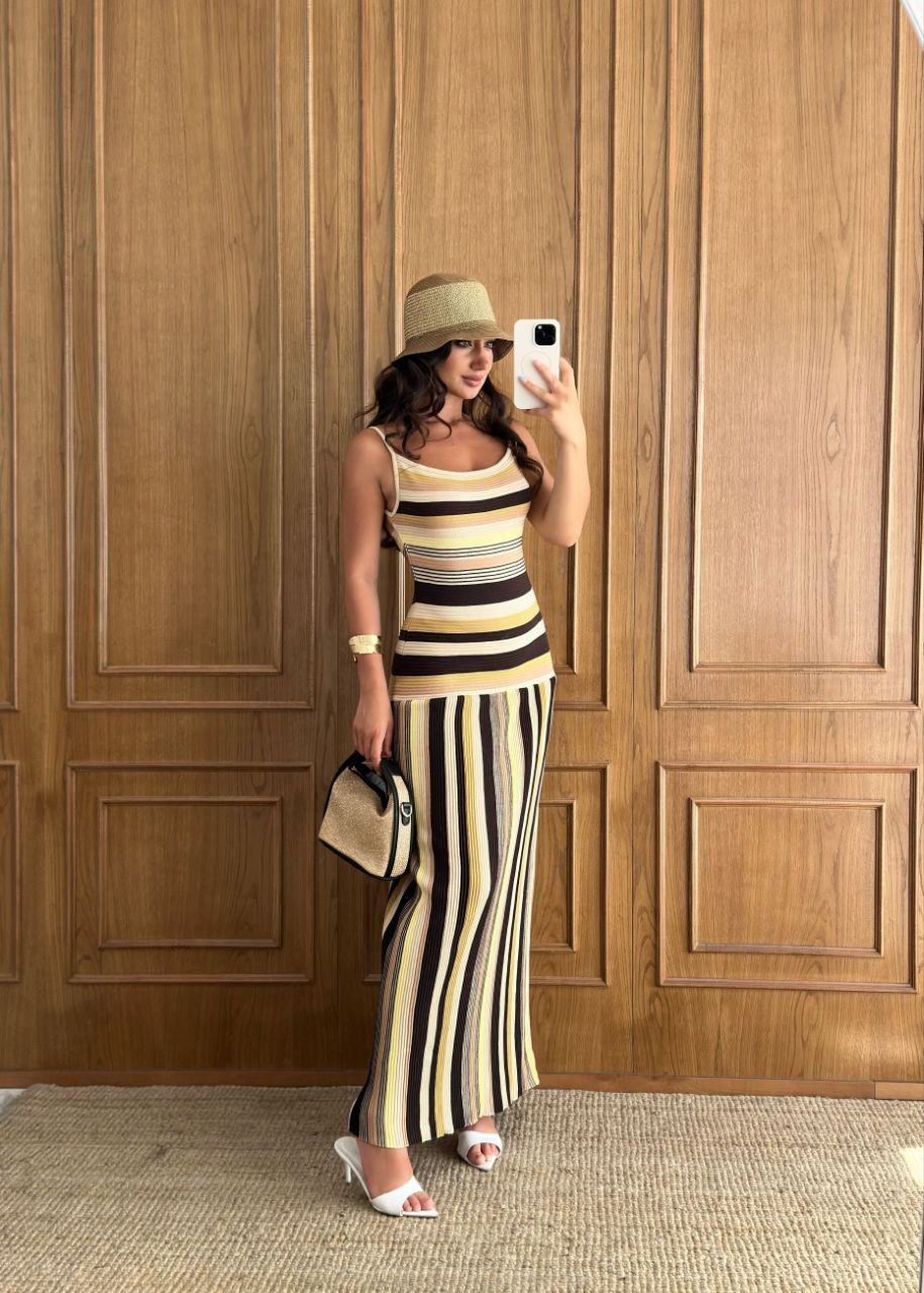 Sunset Stripe Knit Maxi Dress