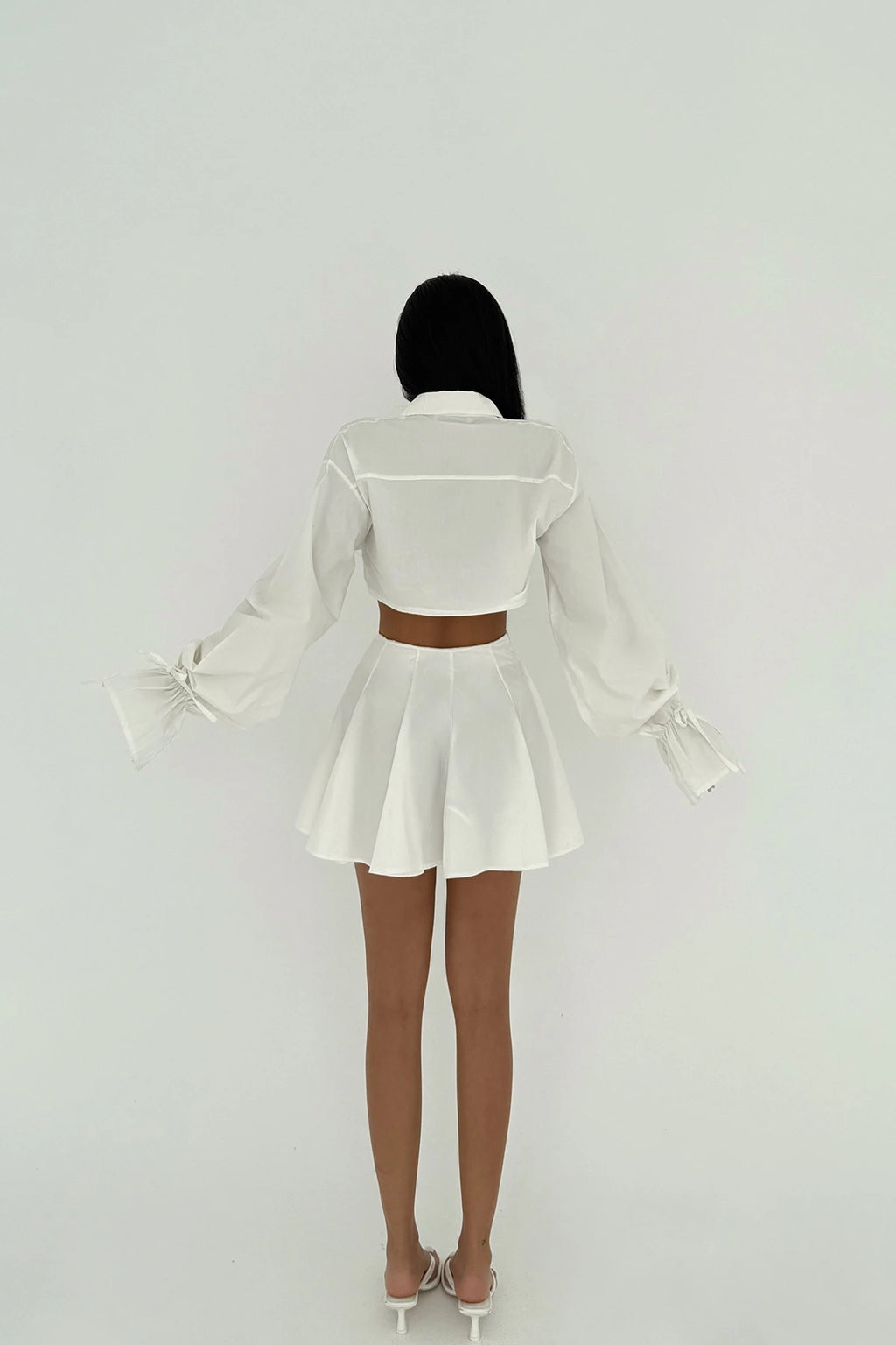 White Jila Mini Skirt Top Shirt Set