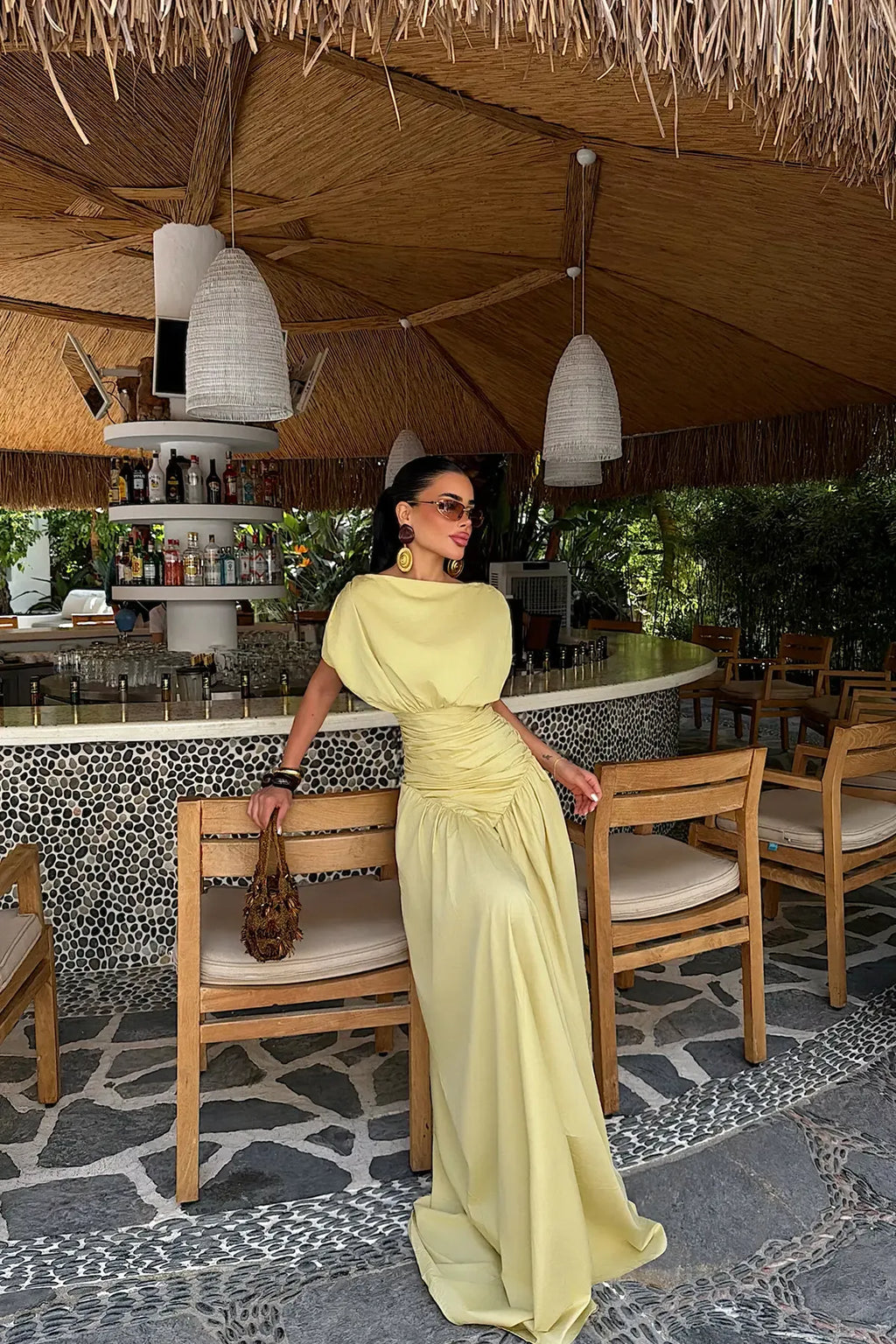 Yellow Gathered Detail Dress