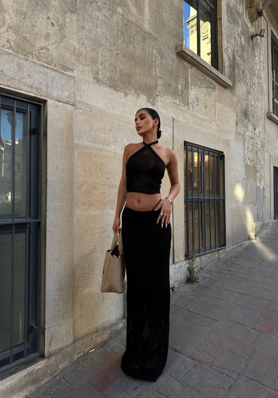 Midnight Crochet Halter Co-Ord Set