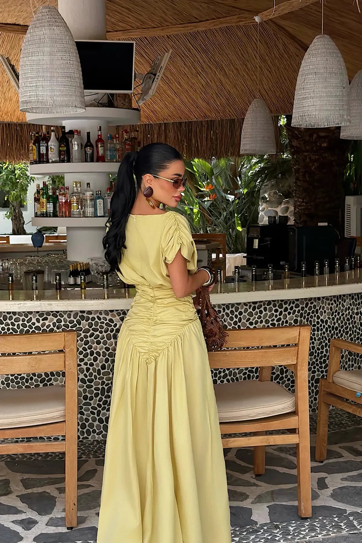 Yellow Gathered Detail Dress