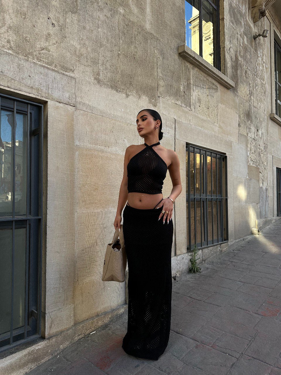 Midnight Crochet Halter Co-Ord Set