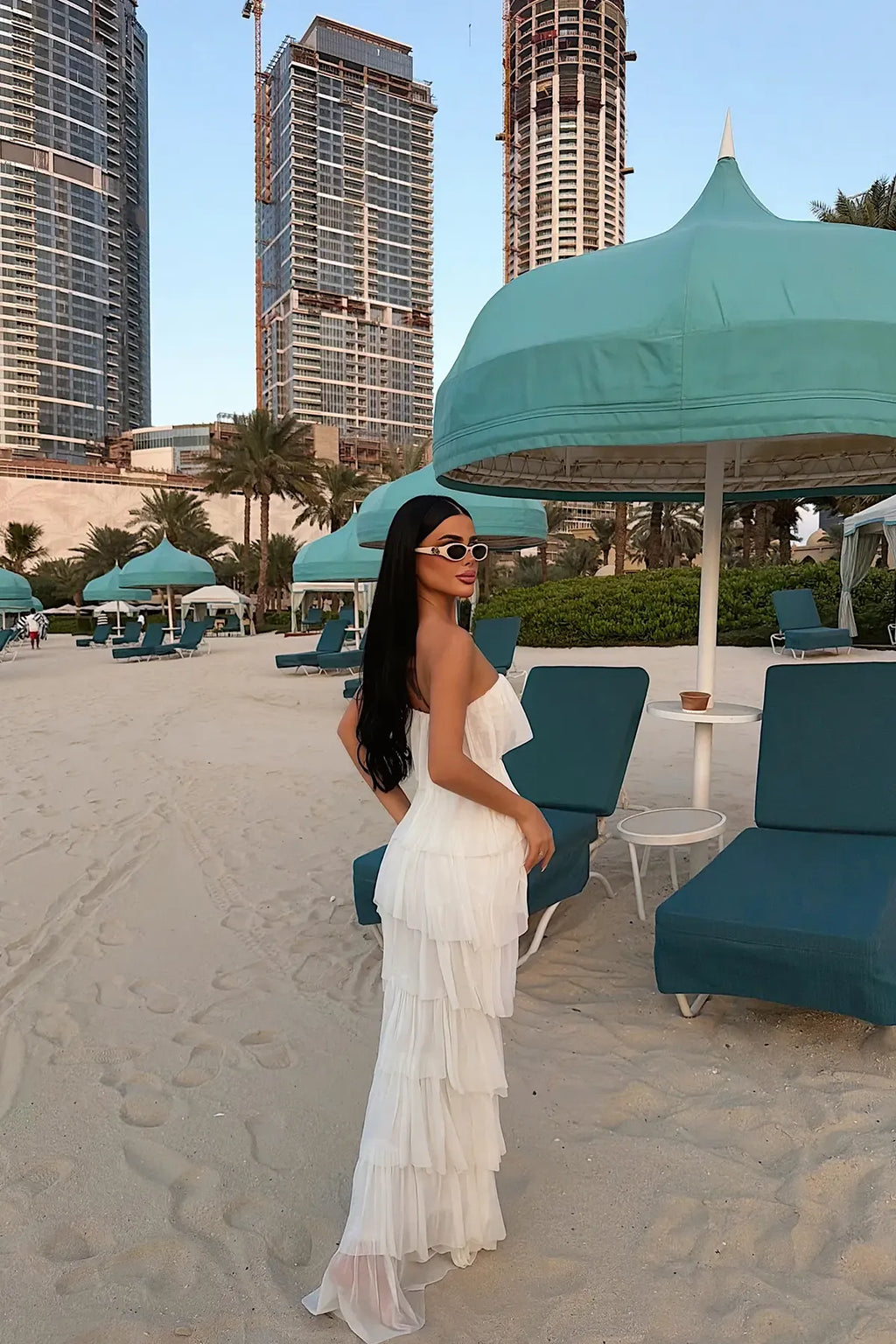 White Strapless Long Dress