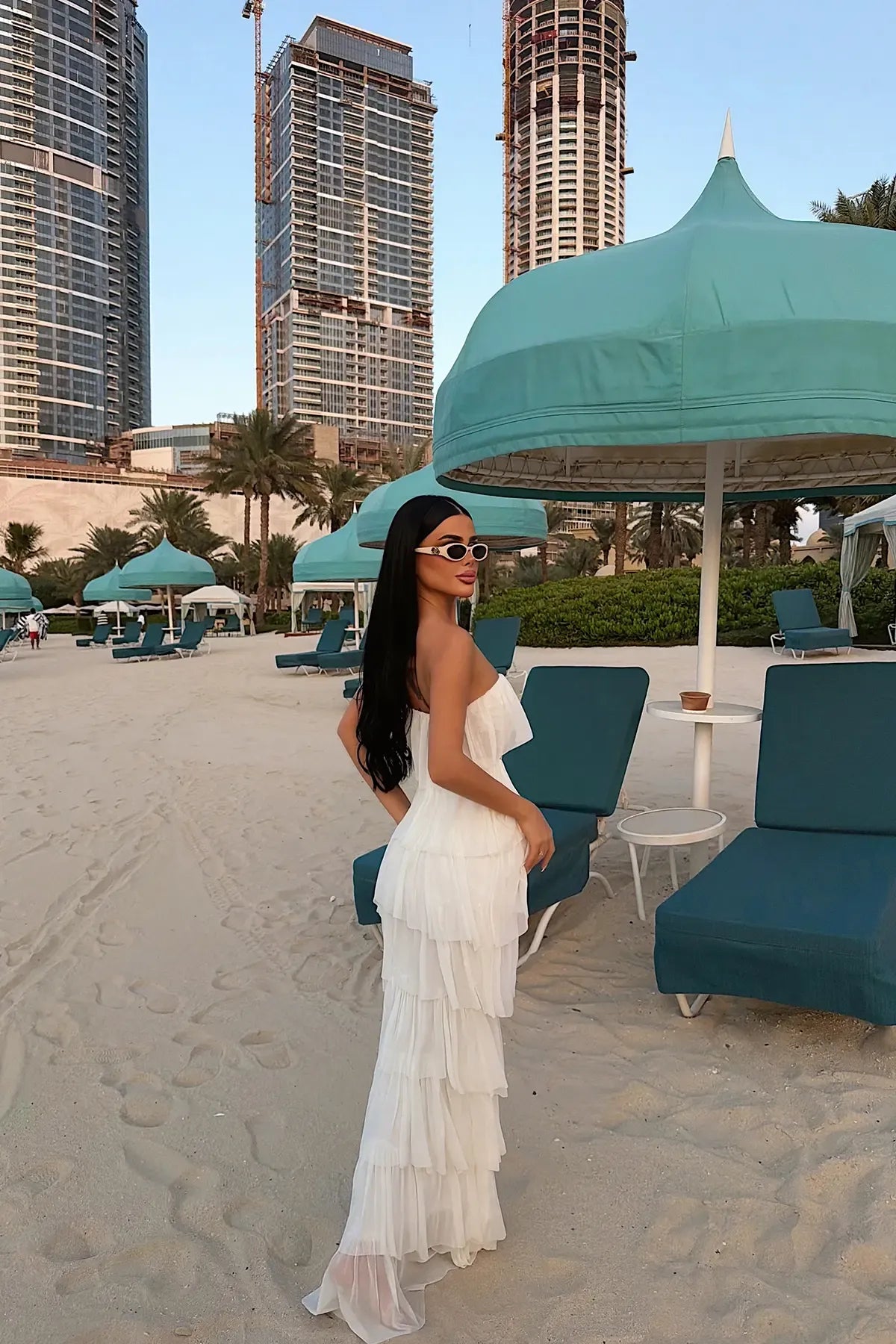 White Strapless Long Dress
