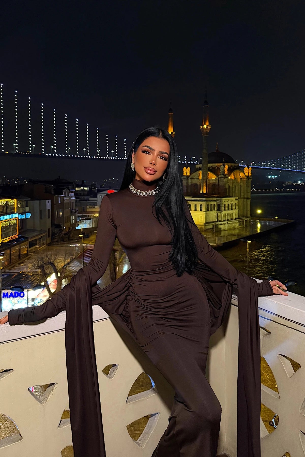 Dark Brown Long Evening Dress