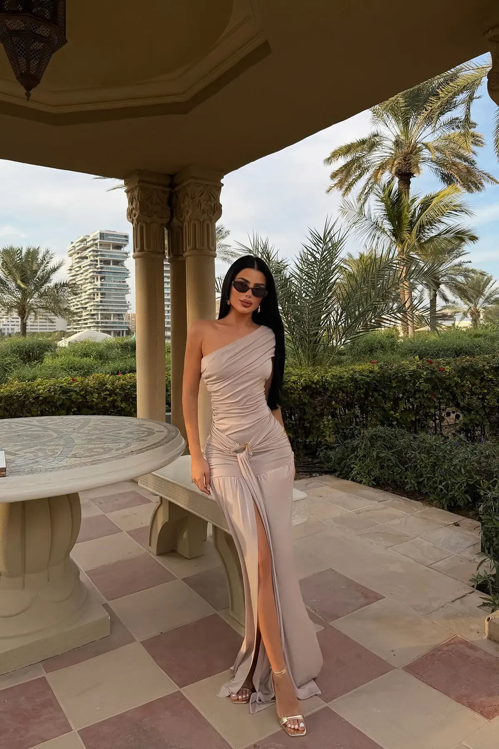 Mink Nicolette Long Slit Dress