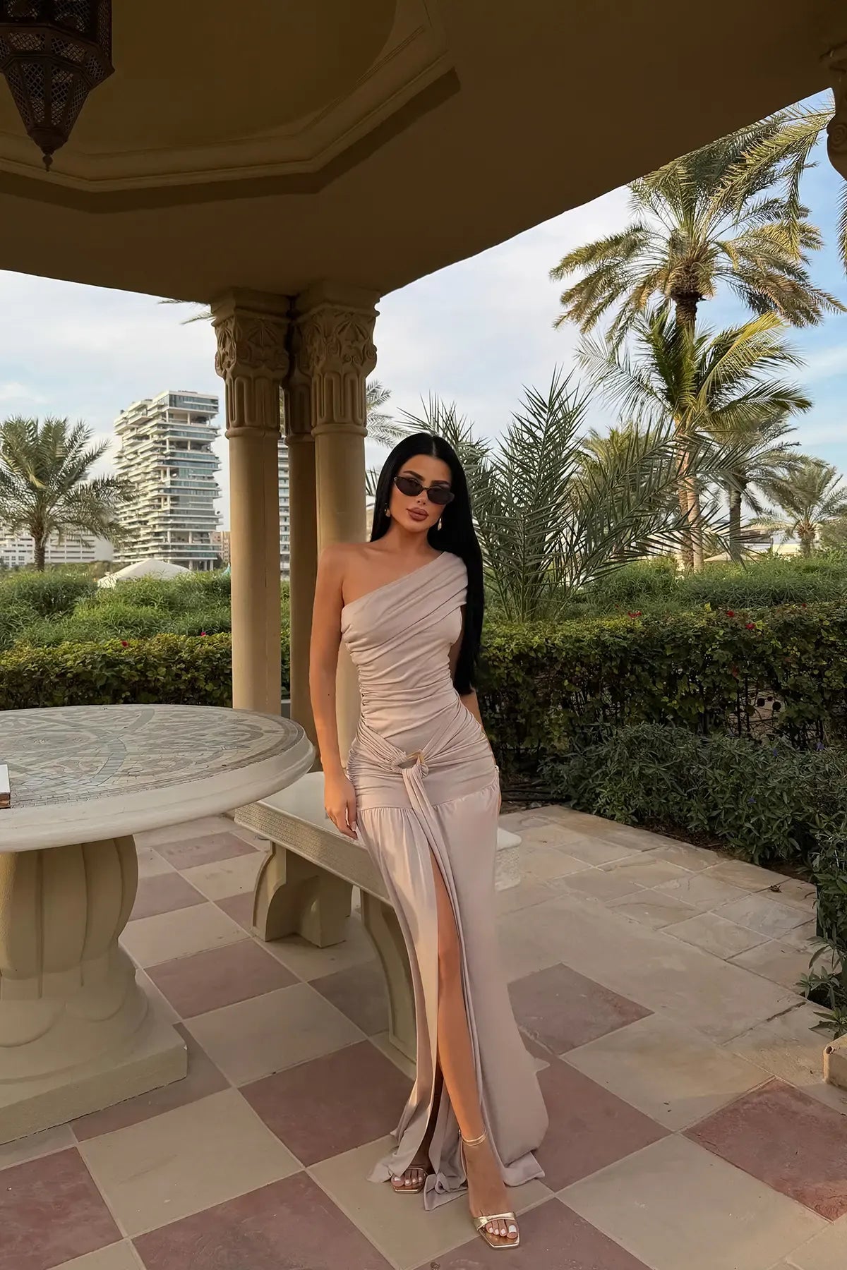 Mink Nicolette Long Slit Dress