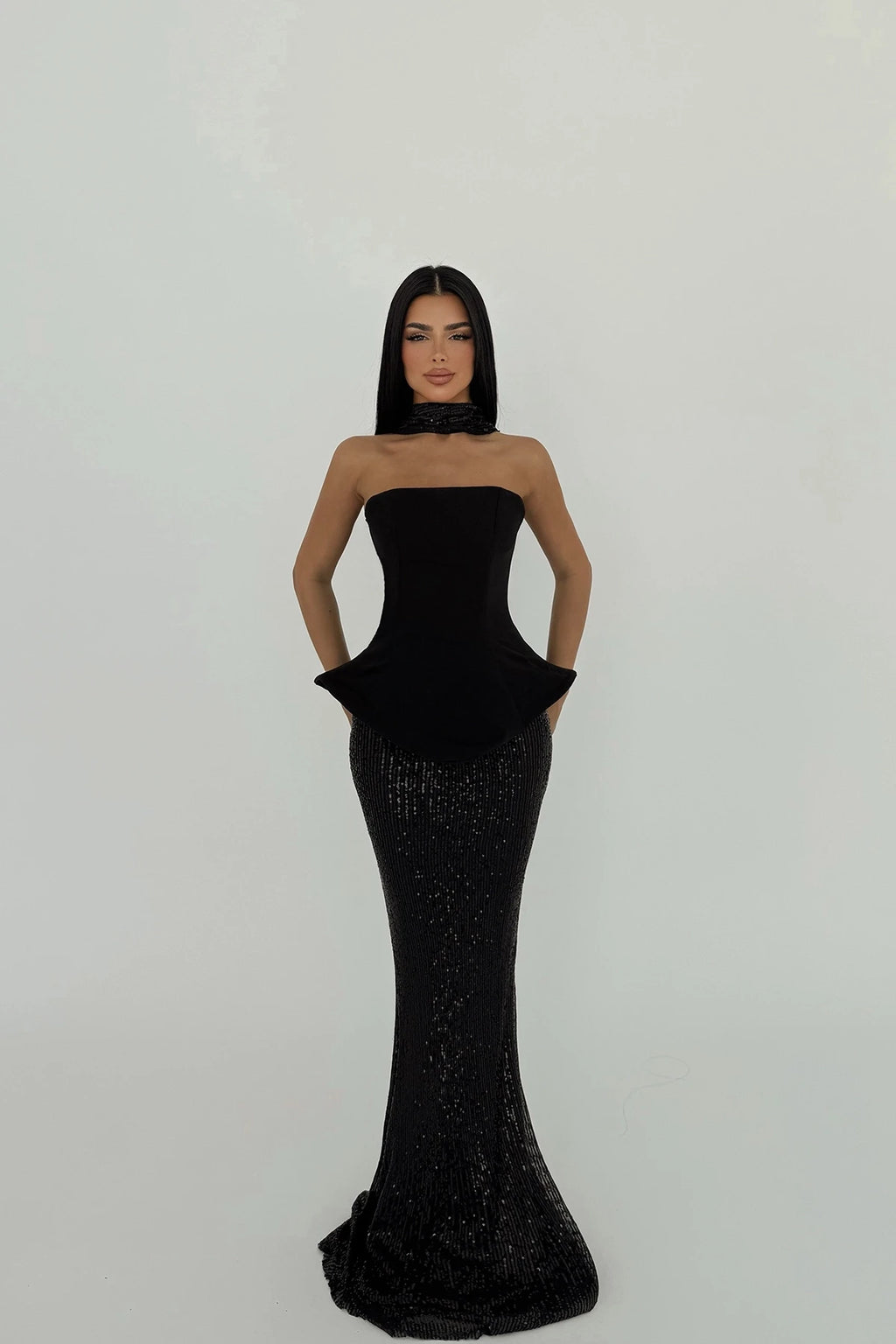 Black Viona Skirt Top Set Evening Dress