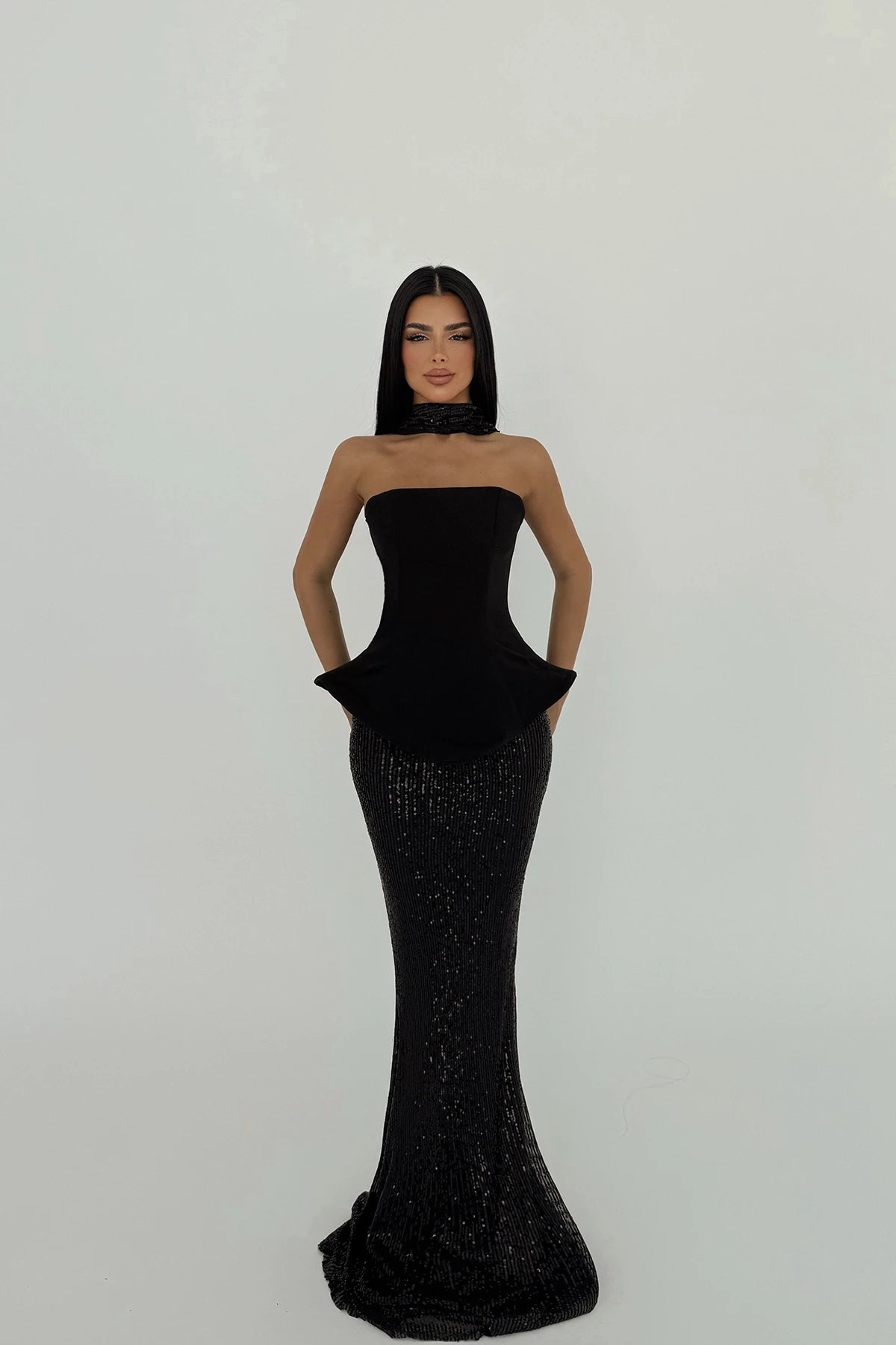 Black Viona Skirt Top Set Evening Dress